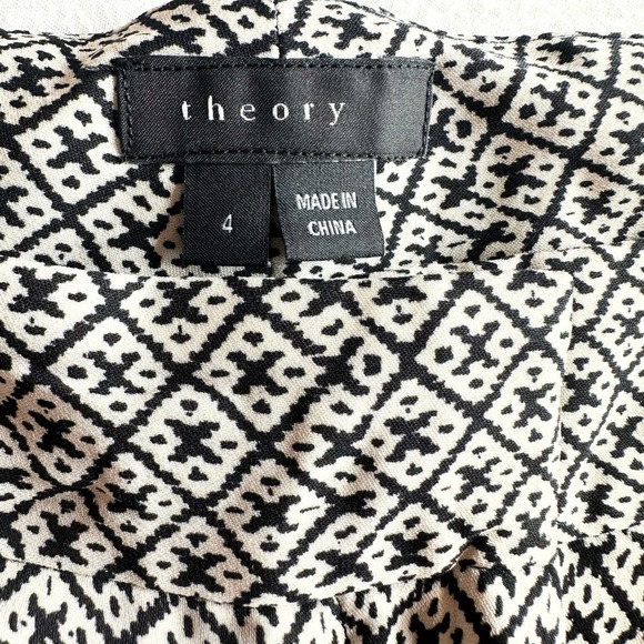Theory Black and White Silk Print Shorts (Size 4) - Picture 4 of 5